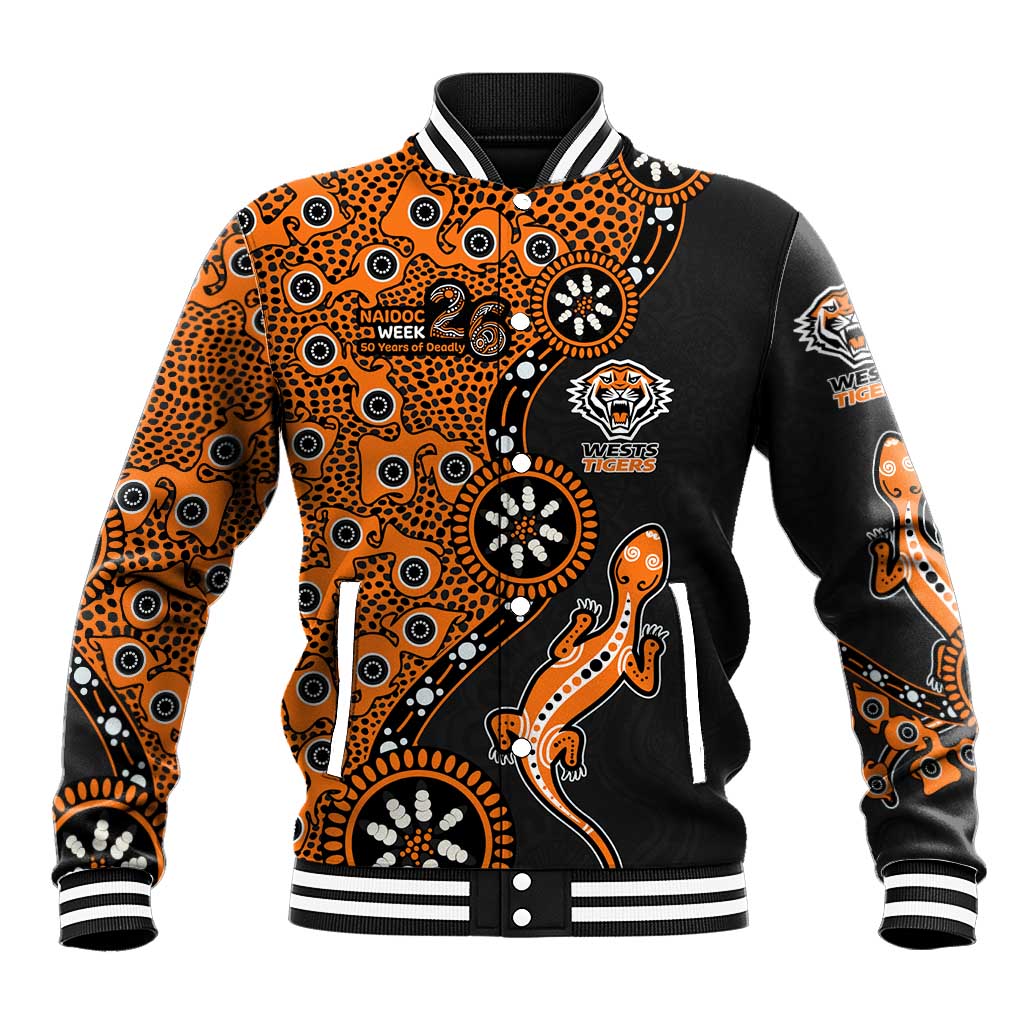 Wests Tigers NAIDOC Week 2026 Baseball Jacket Aboriginal Lizard Dot Painting - 50 Years of Deadly