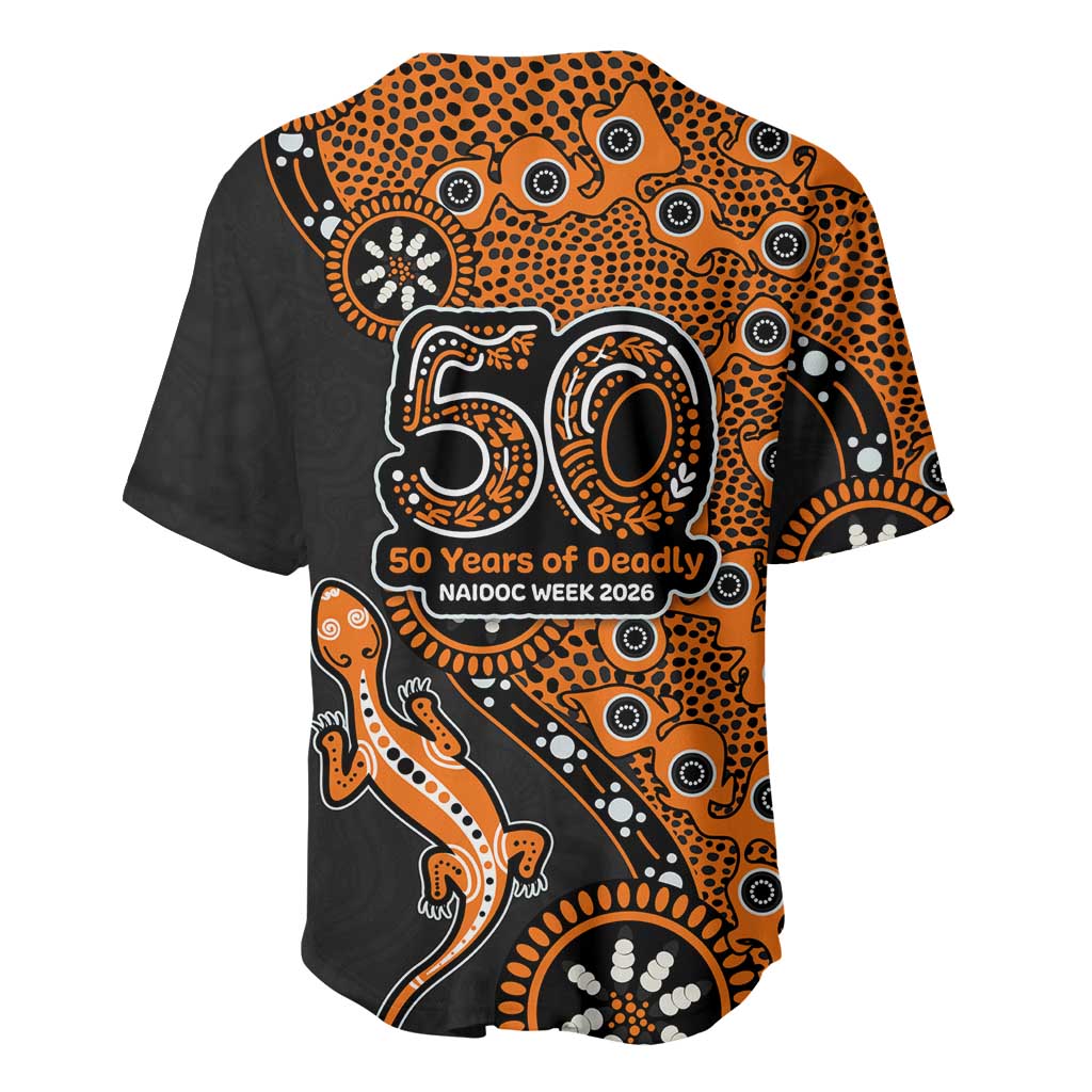 Wests Tigers NAIDOC Week 2026 Baseball Jersey Aboriginal Lizard Dot Painting - 50 Years of Deadly