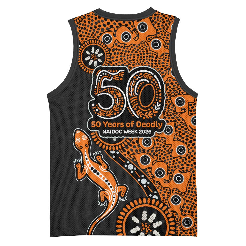 Wests Tigers NAIDOC Week 2026 Basketball Jersey Aboriginal Lizard Dot Painting - 50 Years of Deadly