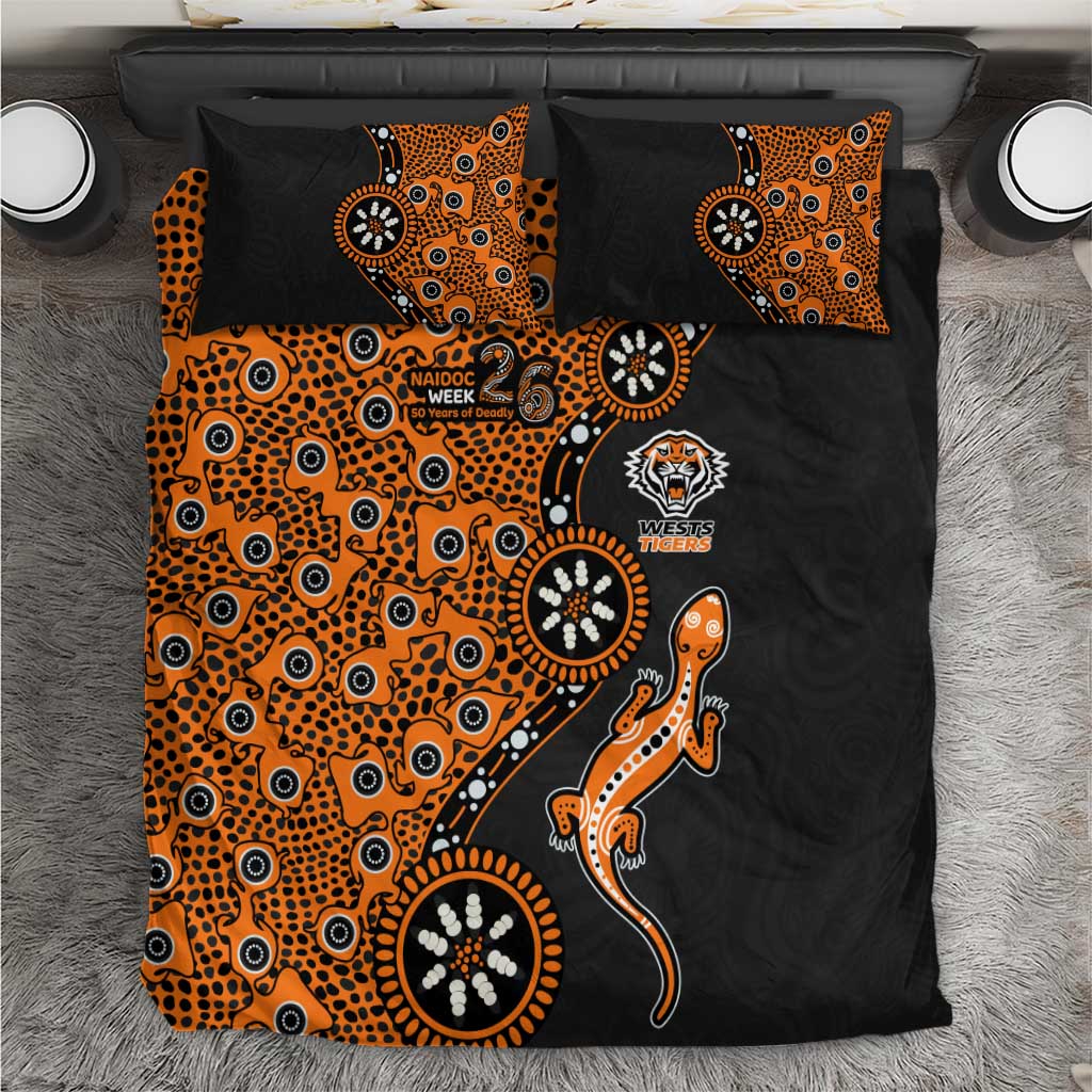 Wests Tigers NAIDOC Week 2026 Bedding Set Aboriginal Lizard Dot Painting - 50 Years of Deadly