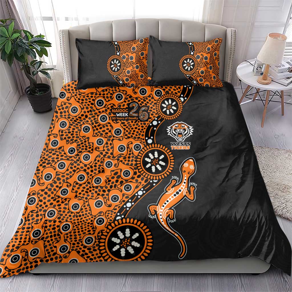 Wests Tigers NAIDOC Week 2026 Bedding Set Aboriginal Lizard Dot Painting - 50 Years of Deadly