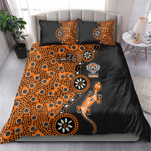 Wests Tigers NAIDOC Week 2026 Bedding Set Aboriginal Lizard Dot Painting - 50 Years of Deadly