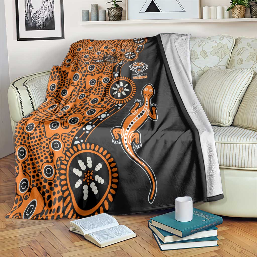 Wests Tigers NAIDOC Week 2026 Blanket Aboriginal Lizard Dot Painting - 50 Years of Deadly