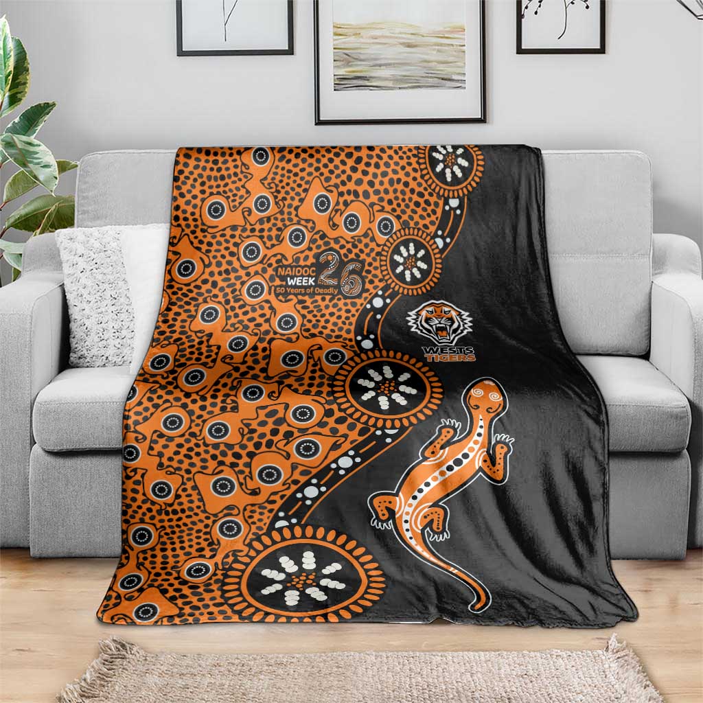 Wests Tigers NAIDOC Week 2026 Blanket Aboriginal Lizard Dot Painting - 50 Years of Deadly