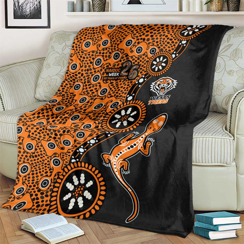 Wests Tigers NAIDOC Week 2026 Blanket Aboriginal Lizard Dot Painting - 50 Years of Deadly