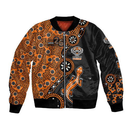 Wests Tigers NAIDOC Week 2026 Bomber Jacket Aboriginal Lizard Dot Painting - 50 Years of Deadly