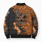 Wests Tigers NAIDOC Week 2026 Bomber Puffer Jacket Aboriginal Lizard Dot Painting - 50 Years of Deadly