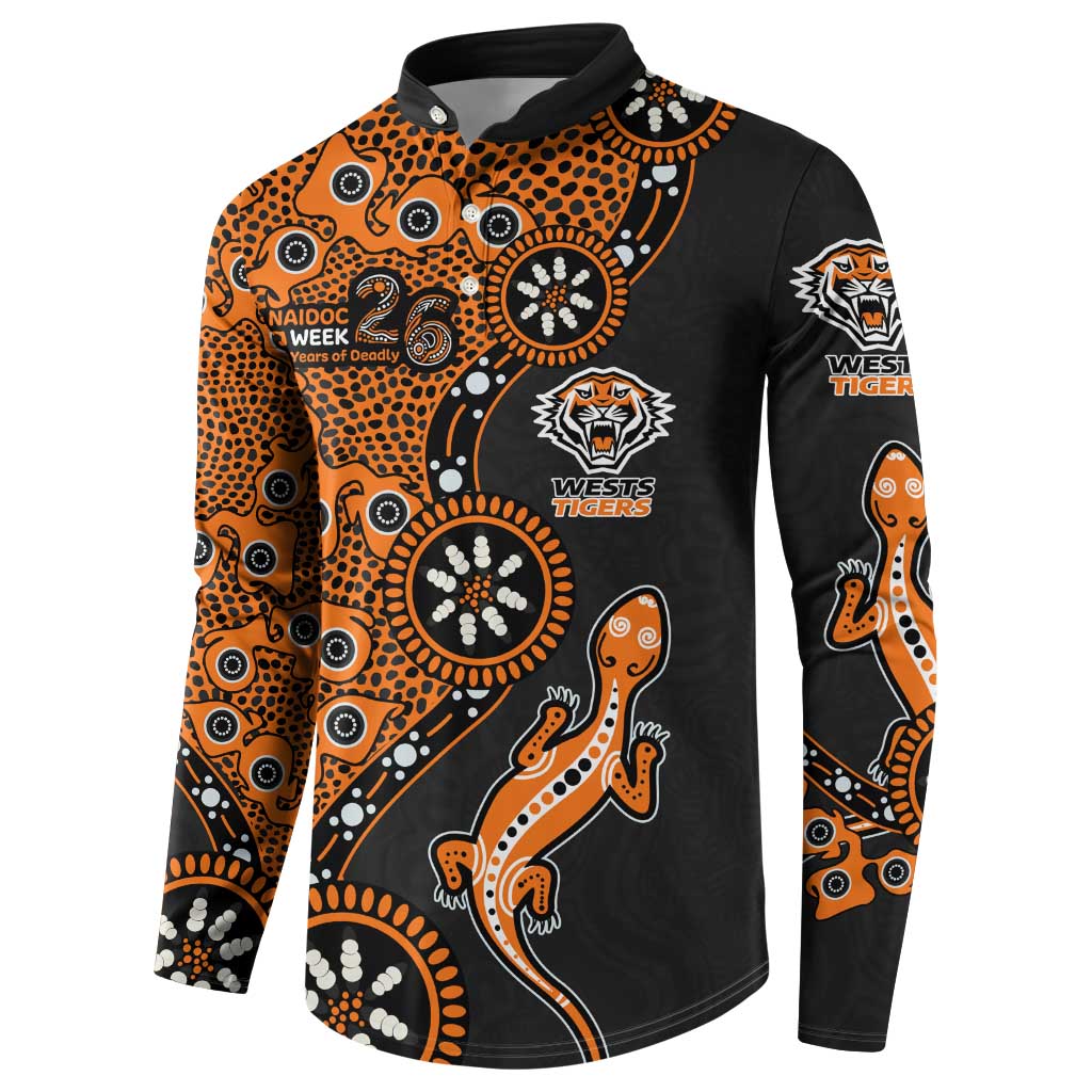 Wests Tigers NAIDOC Week 2026 Button Sweatshirt Aboriginal Lizard Dot Painting - 50 Years of Deadly