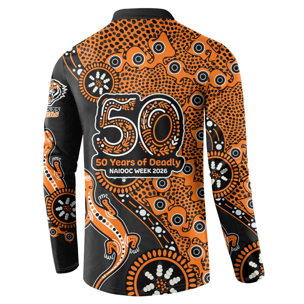 Wests Tigers NAIDOC Week 2026 Button Sweatshirt Aboriginal Lizard Dot Painting - 50 Years of Deadly