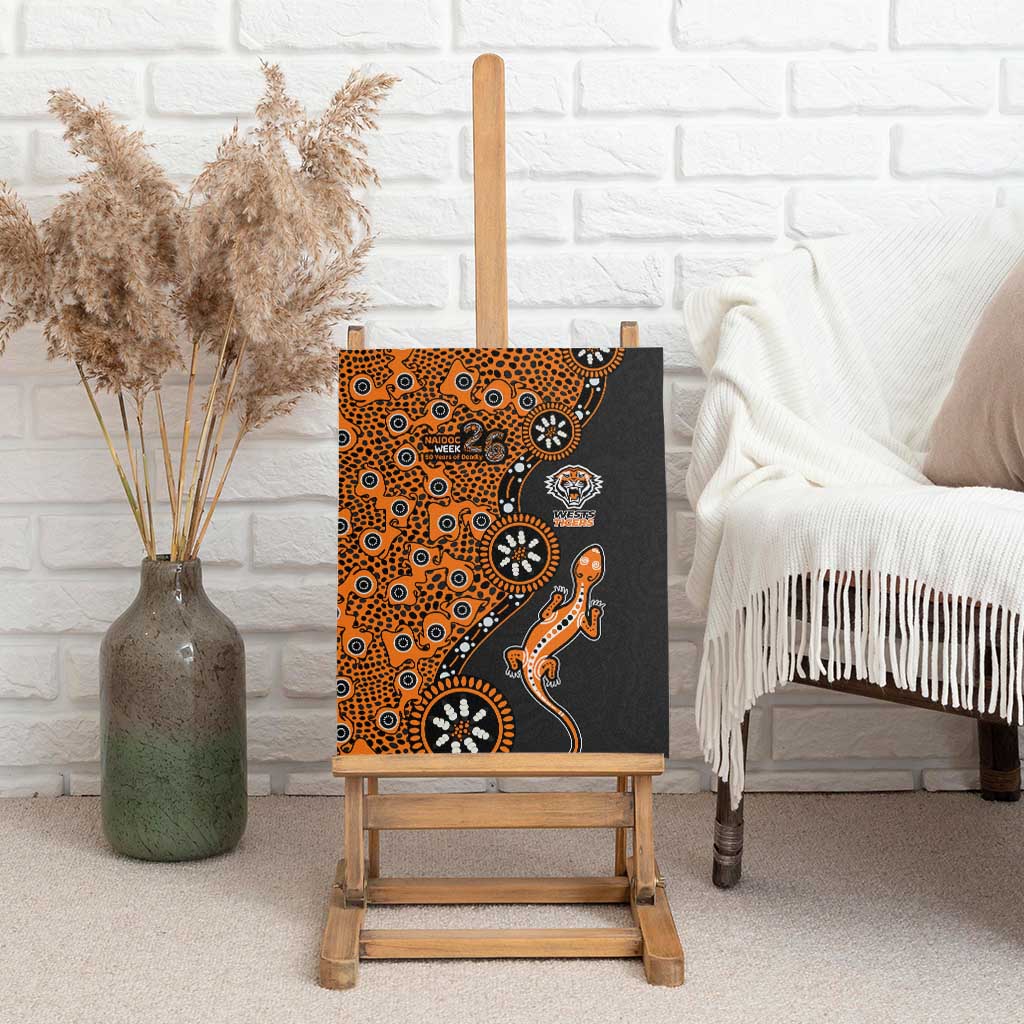 Wests Tigers NAIDOC Week 2026 Canvas Wall Art Aboriginal Lizard Dot Painting - 50 Years of Deadly
