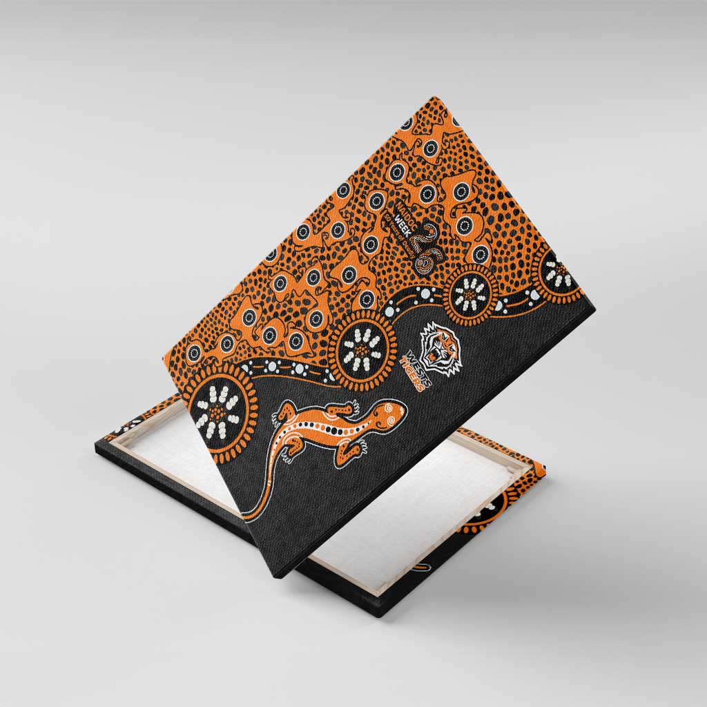 Wests Tigers NAIDOC Week 2026 Canvas Wall Art Aboriginal Lizard Dot Painting - 50 Years of Deadly