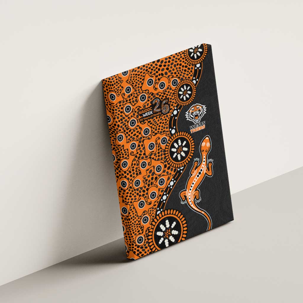 Wests Tigers NAIDOC Week 2026 Canvas Wall Art Aboriginal Lizard Dot Painting - 50 Years of Deadly
