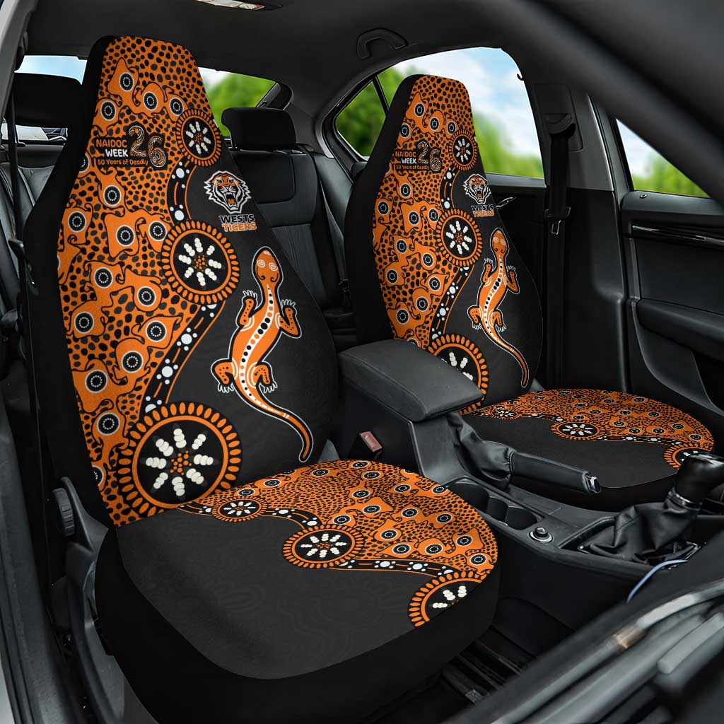 Wests Tigers NAIDOC Week 2026 Car Seat Cover Aboriginal Lizard Dot Painting - 50 Years of Deadly
