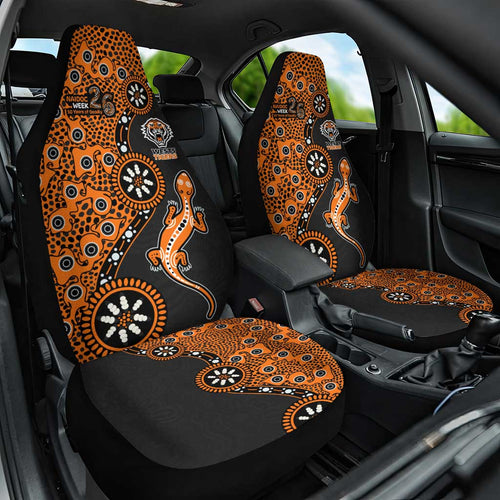 Wests Tigers NAIDOC Week 2026 Car Seat Cover Aboriginal Lizard Dot Painting - 50 Years of Deadly