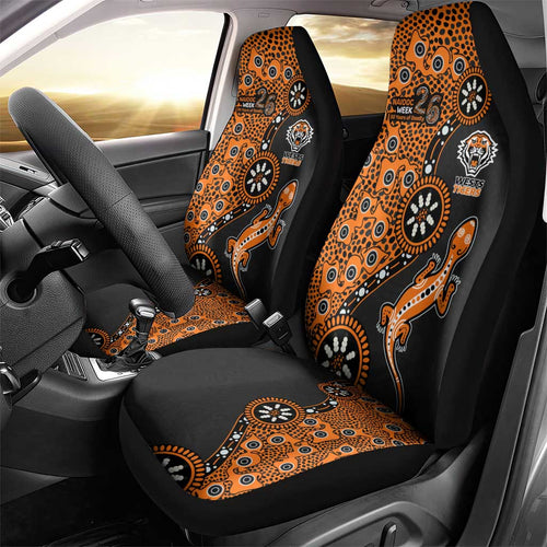 Wests Tigers NAIDOC Week 2026 Car Seat Cover Aboriginal Lizard Dot Painting - 50 Years of Deadly