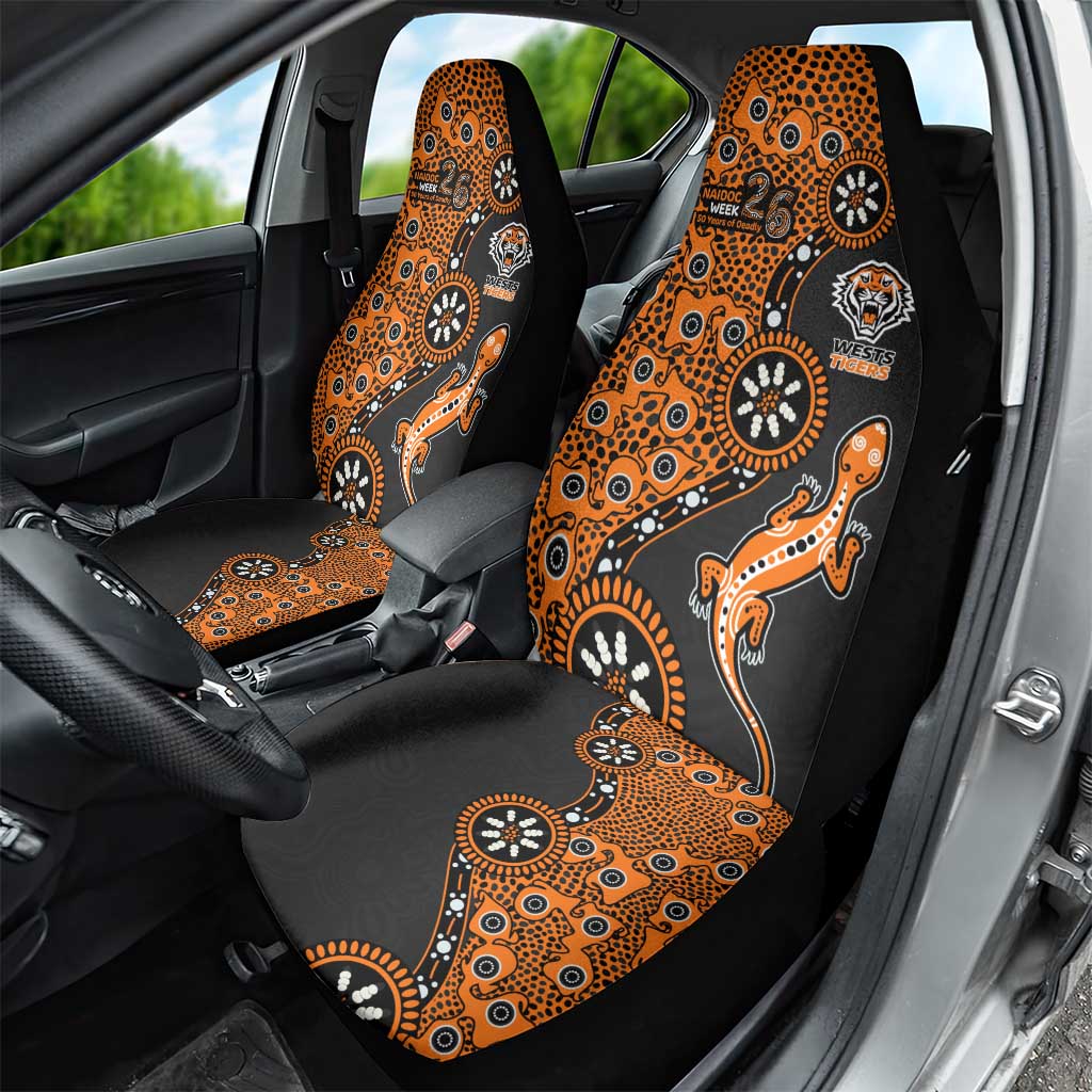 Wests Tigers NAIDOC Week 2026 Car Seat Cover Aboriginal Lizard Dot Painting - 50 Years of Deadly