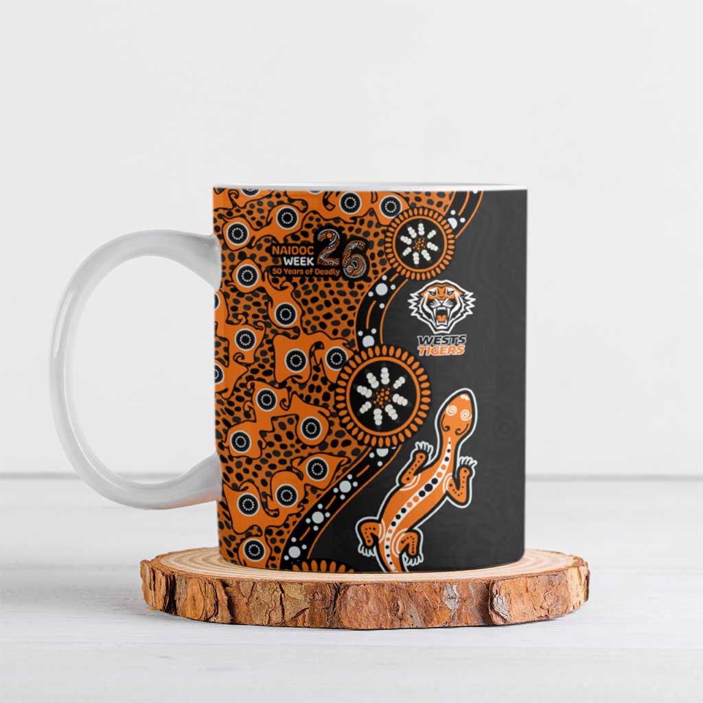 Wests Tigers NAIDOC Week 2026 Ceramic Mug Aboriginal Lizard Dot Painting - 50 Years of Deadly