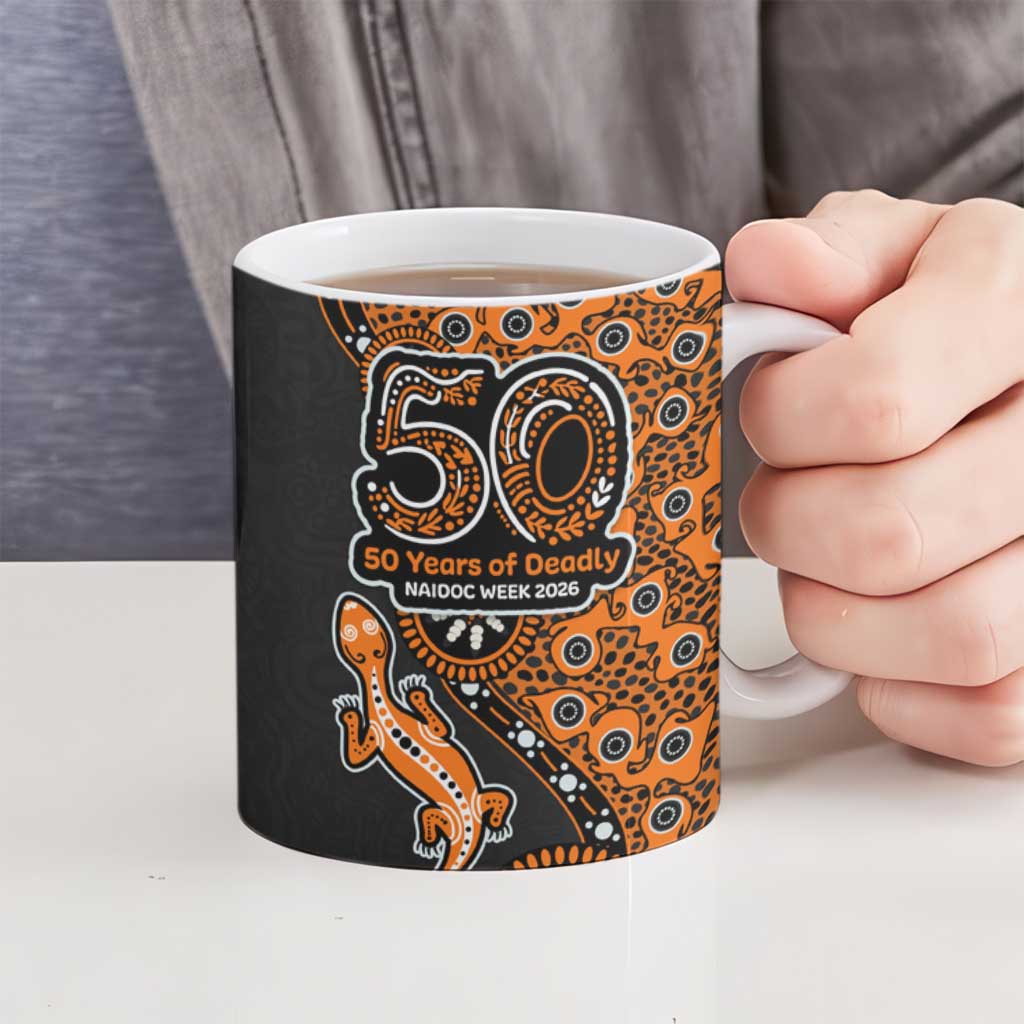Wests Tigers NAIDOC Week 2026 Ceramic Mug Aboriginal Lizard Dot Painting - 50 Years of Deadly