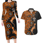 Wests Tigers NAIDOC Week 2026 Couples Matching Long Sleeve Bodycon Dress and Hawaiian Shirt Aboriginal Lizard Dot Painting - 50 Years of Deadly