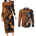 Wests Tigers NAIDOC Week 2026 Couples Matching Long Sleeve Bodycon Dress and Long Sleeve Button Shirt Aboriginal Lizard Dot Painting - 50 Years of Deadly