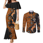 Wests Tigers NAIDOC Week 2026 Couples Matching Mermaid Dress and Long Sleeve Button Shirt Aboriginal Lizard Dot Painting - 50 Years of Deadly