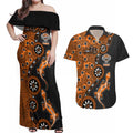 Wests Tigers NAIDOC Week 2026 Couples Matching Off Shoulder Maxi Dress and Hawaiian Shirt Aboriginal Lizard Dot Painting - 50 Years of Deadly