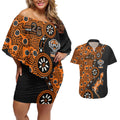 Wests Tigers NAIDOC Week 2026 Couples Matching Off Shoulder Short Dress and Hawaiian Shirt Aboriginal Lizard Dot Painting - 50 Years of Deadly