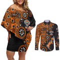 Wests Tigers NAIDOC Week 2026 Couples Matching Off Shoulder Short Dress and Long Sleeve Button Shirt Aboriginal Lizard Dot Painting - 50 Years of Deadly
