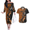 Wests Tigers NAIDOC Week 2026 Couples Matching Off The Shoulder Long Sleeve Dress and Hawaiian Shirt Aboriginal Lizard Dot Painting - 50 Years of Deadly