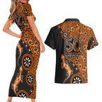 Wests Tigers NAIDOC Week 2026 Couples Matching Short Sleeve Bodycon Dress and Hawaiian Shirt Aboriginal Lizard Dot Painting - 50 Years of Deadly
