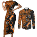 Wests Tigers NAIDOC Week 2026 Couples Matching Short Sleeve Bodycon Dress and Long Sleeve Button Shirt Aboriginal Lizard Dot Painting - 50 Years of Deadly