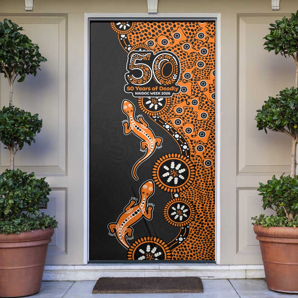 Wests Tigers NAIDOC Week 2026 Door Cover Aboriginal Lizard Dot Painting - 50 Years of Deadly