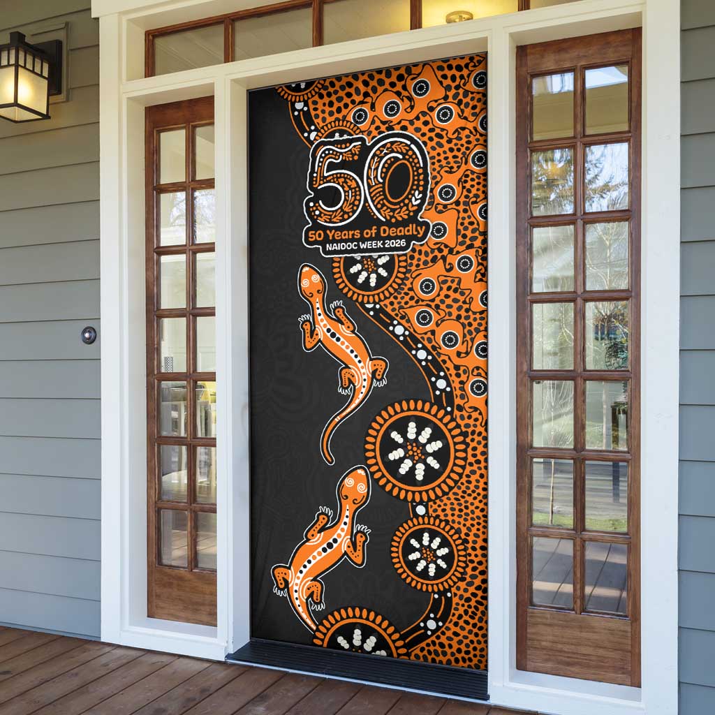 Wests Tigers NAIDOC Week 2026 Door Cover Aboriginal Lizard Dot Painting - 50 Years of Deadly
