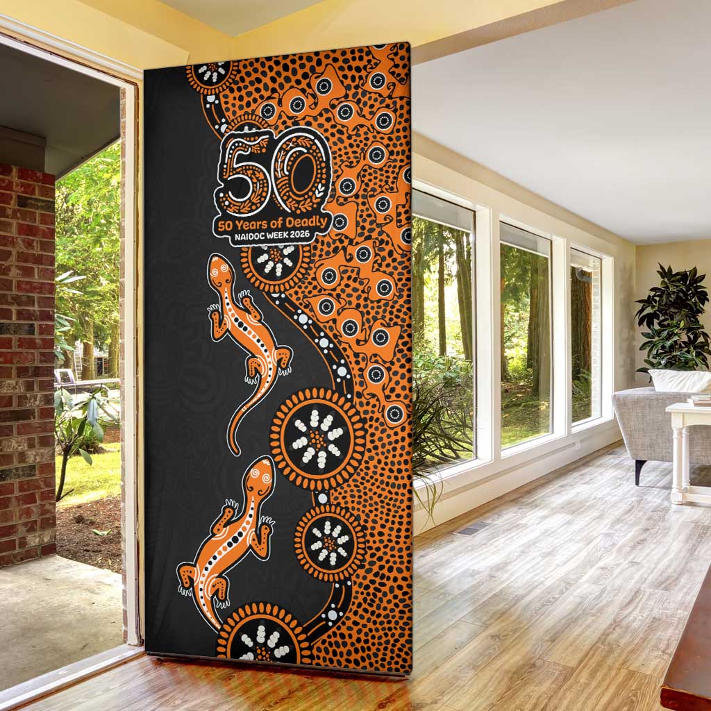 Wests Tigers NAIDOC Week 2026 Door Cover Aboriginal Lizard Dot Painting - 50 Years of Deadly