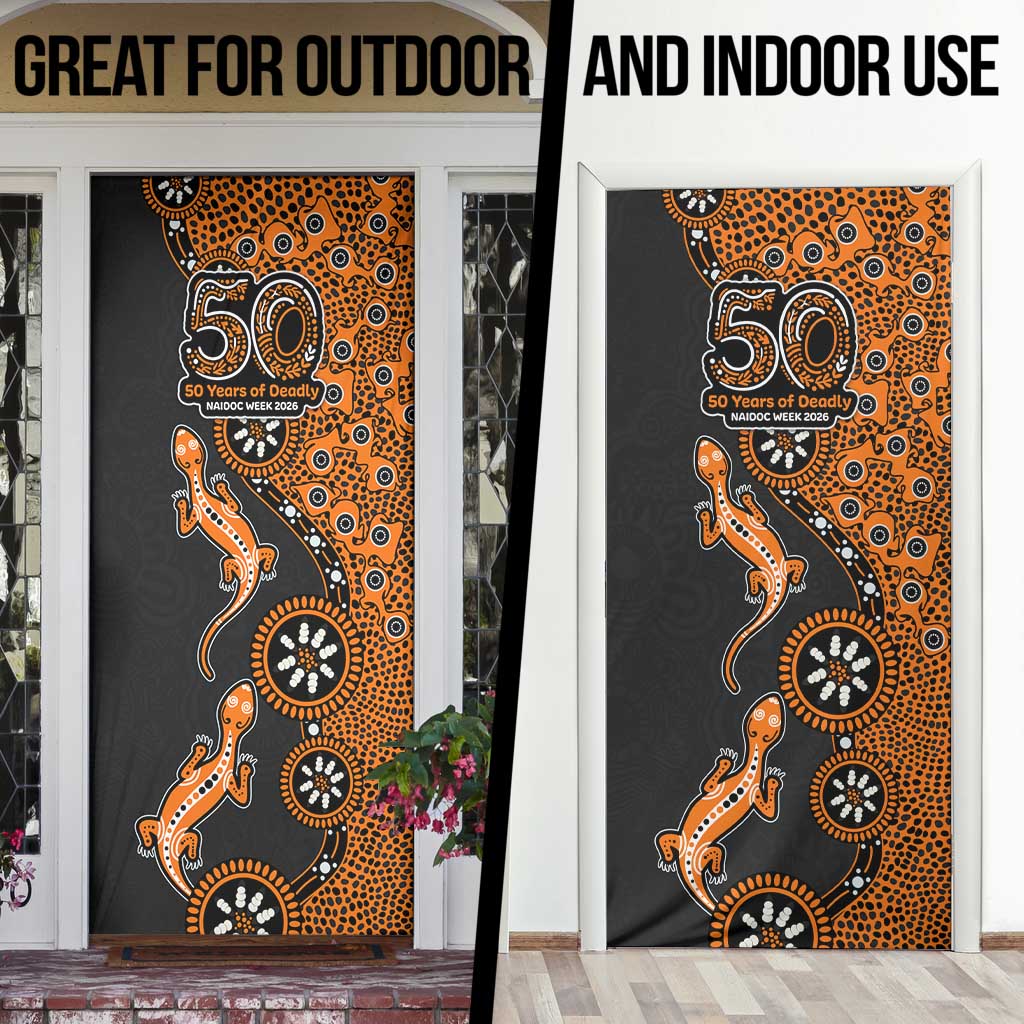 Wests Tigers NAIDOC Week 2026 Door Cover Aboriginal Lizard Dot Painting - 50 Years of Deadly