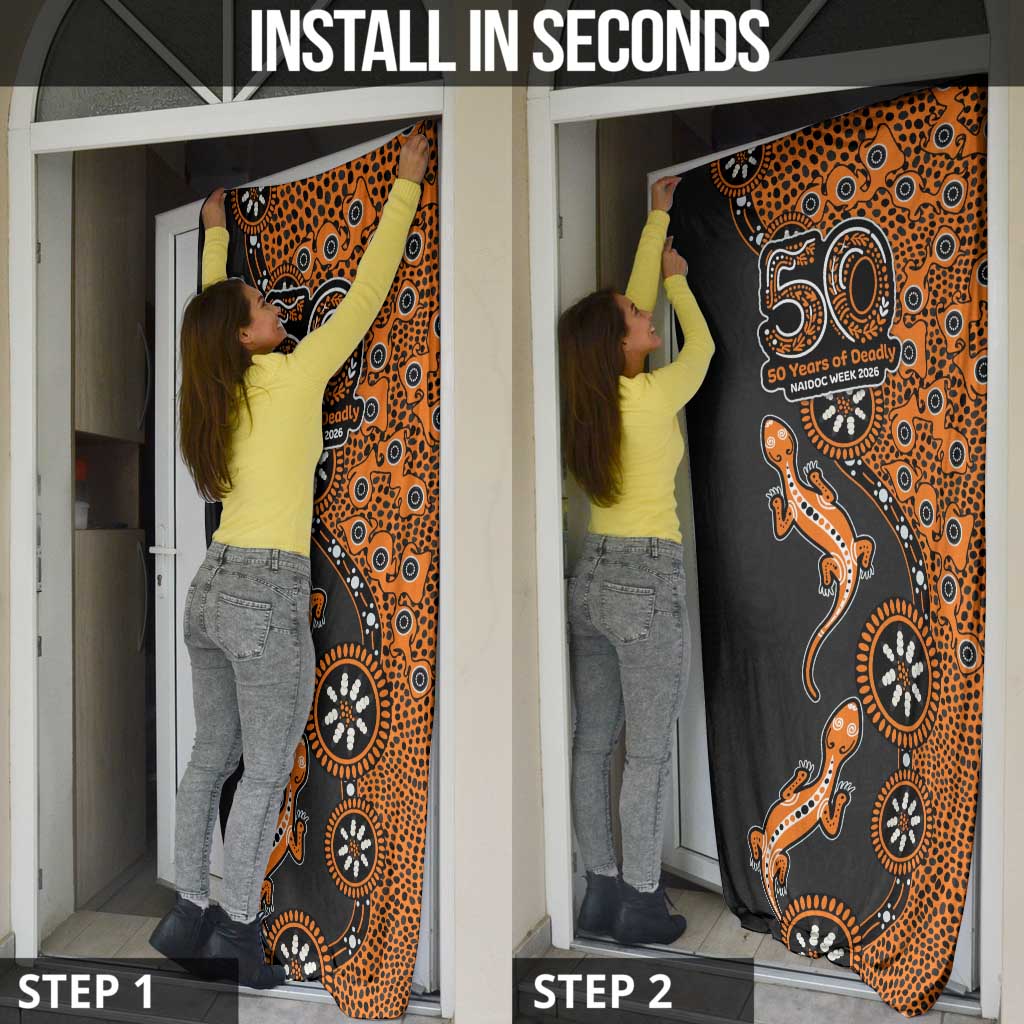 Wests Tigers NAIDOC Week 2026 Door Cover Aboriginal Lizard Dot Painting - 50 Years of Deadly