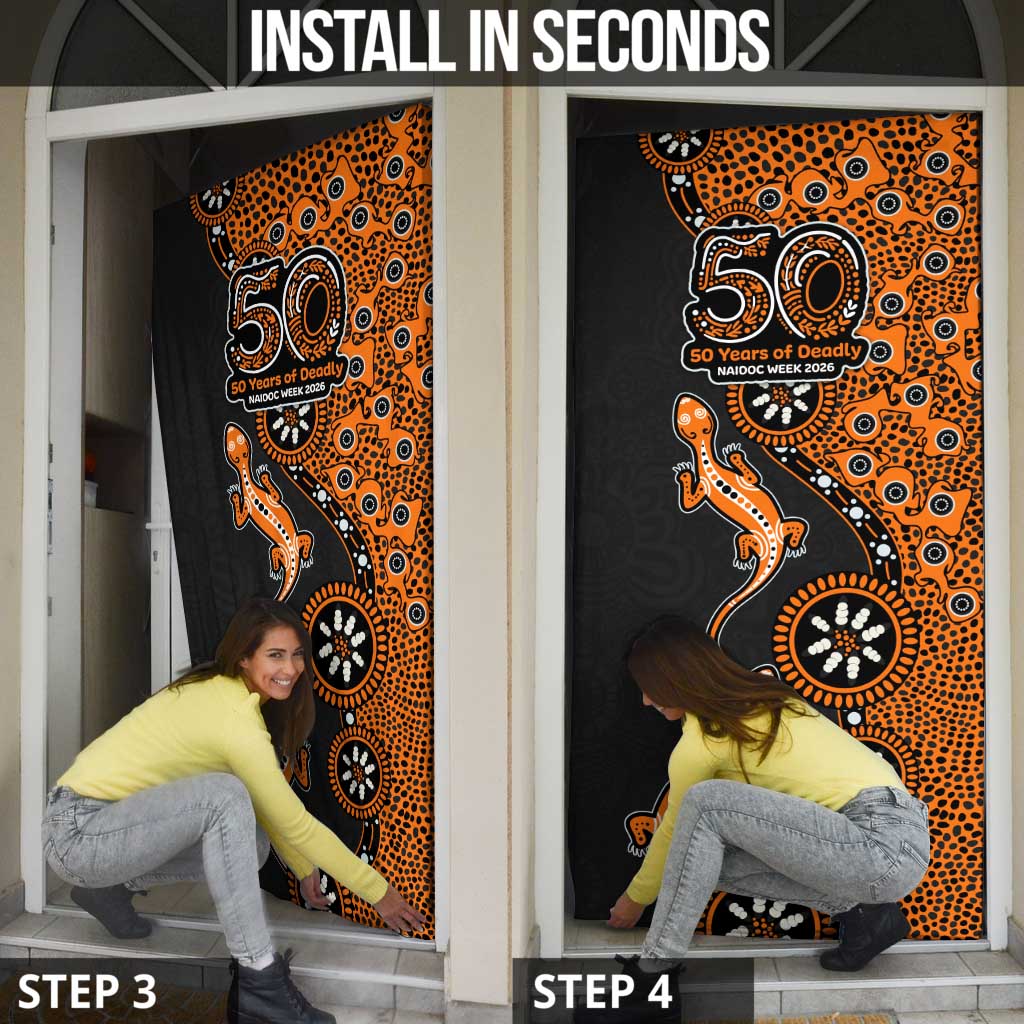 Wests Tigers NAIDOC Week 2026 Door Cover Aboriginal Lizard Dot Painting - 50 Years of Deadly