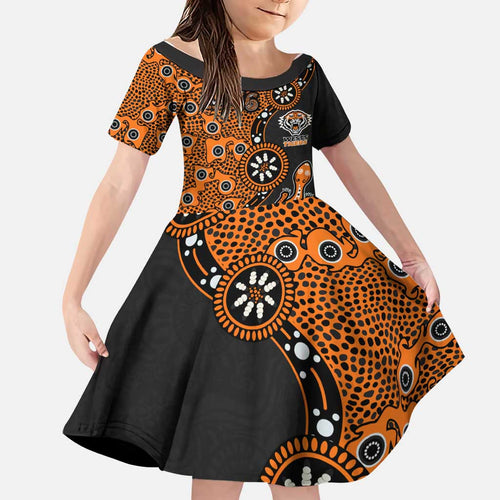 Wests Tigers NAIDOC Week 2026 Family Matching Long Sleeve Bodycon Dress and Hawaiian Shirt Aboriginal Lizard Dot Painting - 50 Years of Deadly