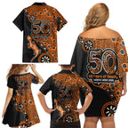 Wests Tigers NAIDOC Week 2026 Family Matching Off Shoulder Short Dress and Hawaiian Shirt Aboriginal Lizard Dot Painting - 50 Years of Deadly