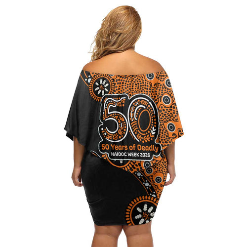 Wests Tigers NAIDOC Week 2026 Family Matching Off Shoulder Short Dress and Hawaiian Shirt Aboriginal Lizard Dot Painting - 50 Years of Deadly