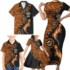 Wests Tigers NAIDOC Week 2026 Family Matching Short Sleeve Bodycon Dress and Hawaiian Shirt Aboriginal Lizard Dot Painting - 50 Years of Deadly