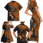 Wests Tigers NAIDOC Week 2026 Family Matching Short Sleeve Bodycon Dress and Hawaiian Shirt Aboriginal Lizard Dot Painting - 50 Years of Deadly