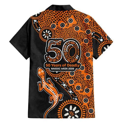 Wests Tigers NAIDOC Week 2026 Family Matching Summer Maxi Dress and Hawaiian Shirt Aboriginal Lizard Dot Painting - 50 Years of Deadly