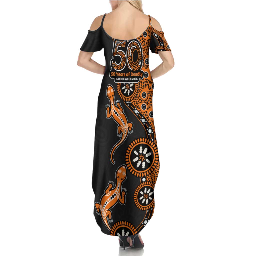 Wests Tigers NAIDOC Week 2026 Family Matching Summer Maxi Dress and Hawaiian Shirt Aboriginal Lizard Dot Painting - 50 Years of Deadly