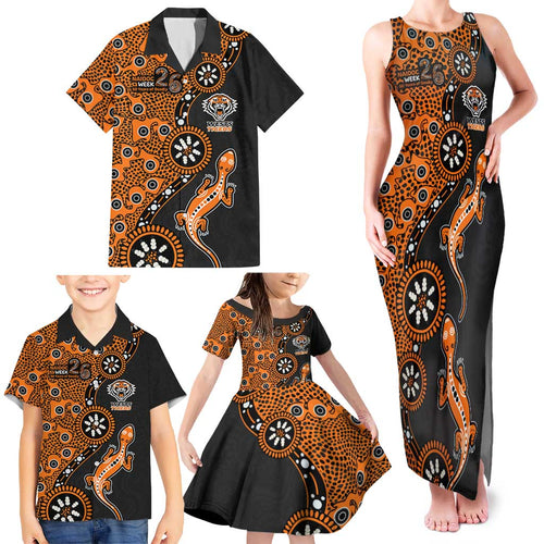 Wests Tigers NAIDOC Week 2026 Family Matching Tank Maxi Dress and Hawaiian Shirt Aboriginal Lizard Dot Painting - 50 Years of Deadly
