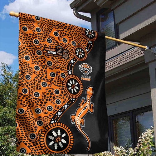 Wests Tigers NAIDOC Week 2026 Garden Flag Aboriginal Lizard Dot Painting - 50 Years of Deadly