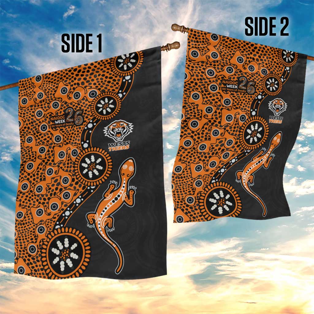 Wests Tigers NAIDOC Week 2026 Garden Flag Aboriginal Lizard Dot Painting - 50 Years of Deadly