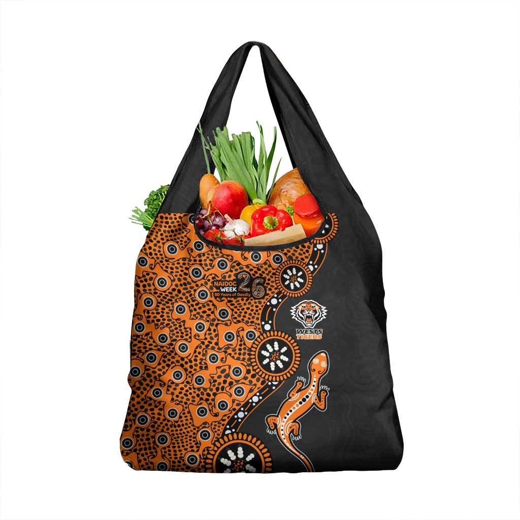 Wests Tigers NAIDOC Week 2026 Grocery Bag Aboriginal Lizard Dot Painting - 50 Years of Deadly