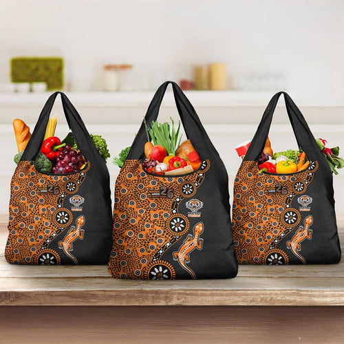 Wests Tigers NAIDOC Week 2026 Grocery Bag Aboriginal Lizard Dot Painting - 50 Years of Deadly