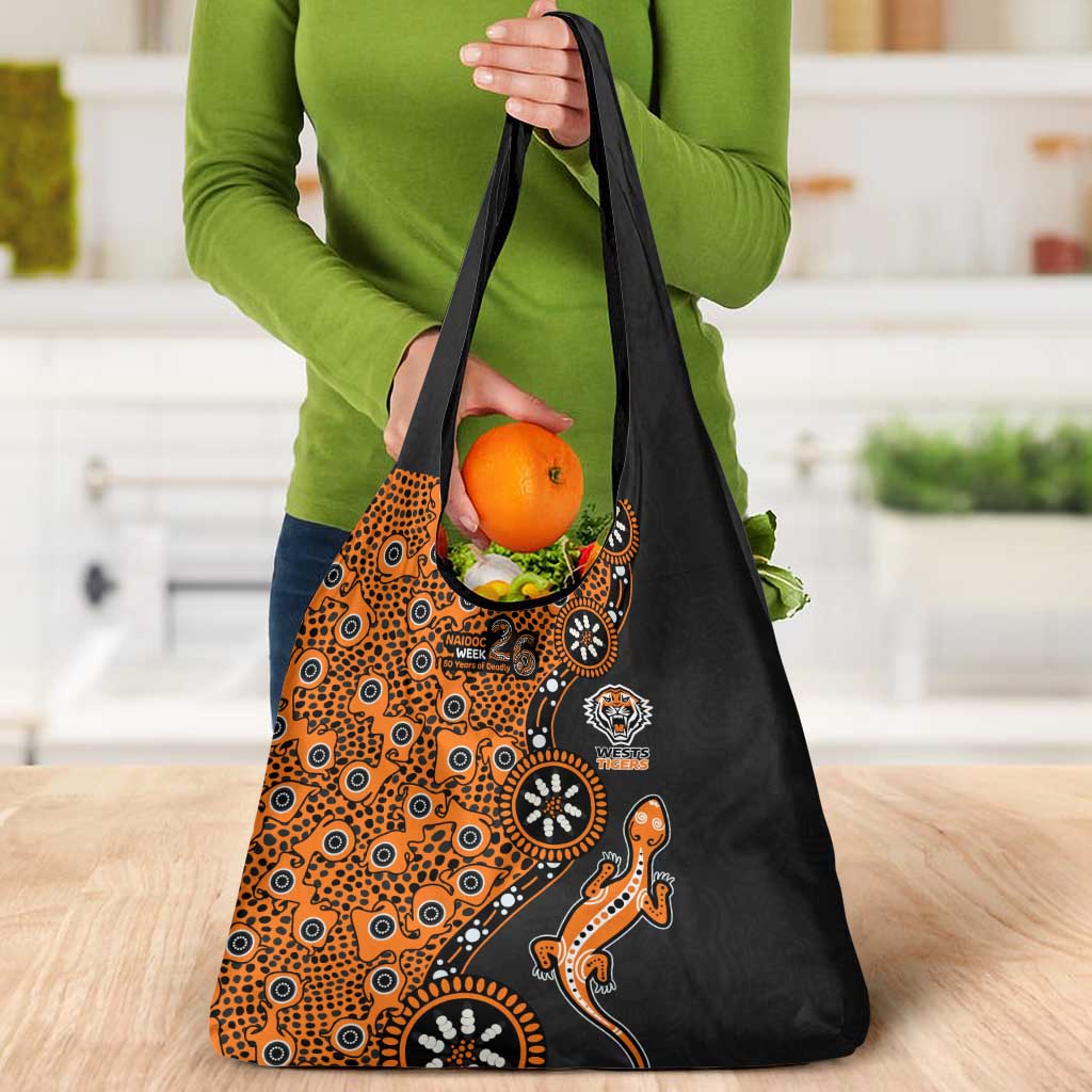Wests Tigers NAIDOC Week 2026 Grocery Bag Aboriginal Lizard Dot Painting - 50 Years of Deadly
